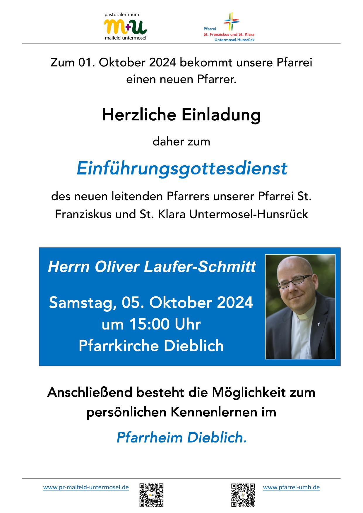 Einladung Plakat Einführung Oliver Laufer-Schmitt