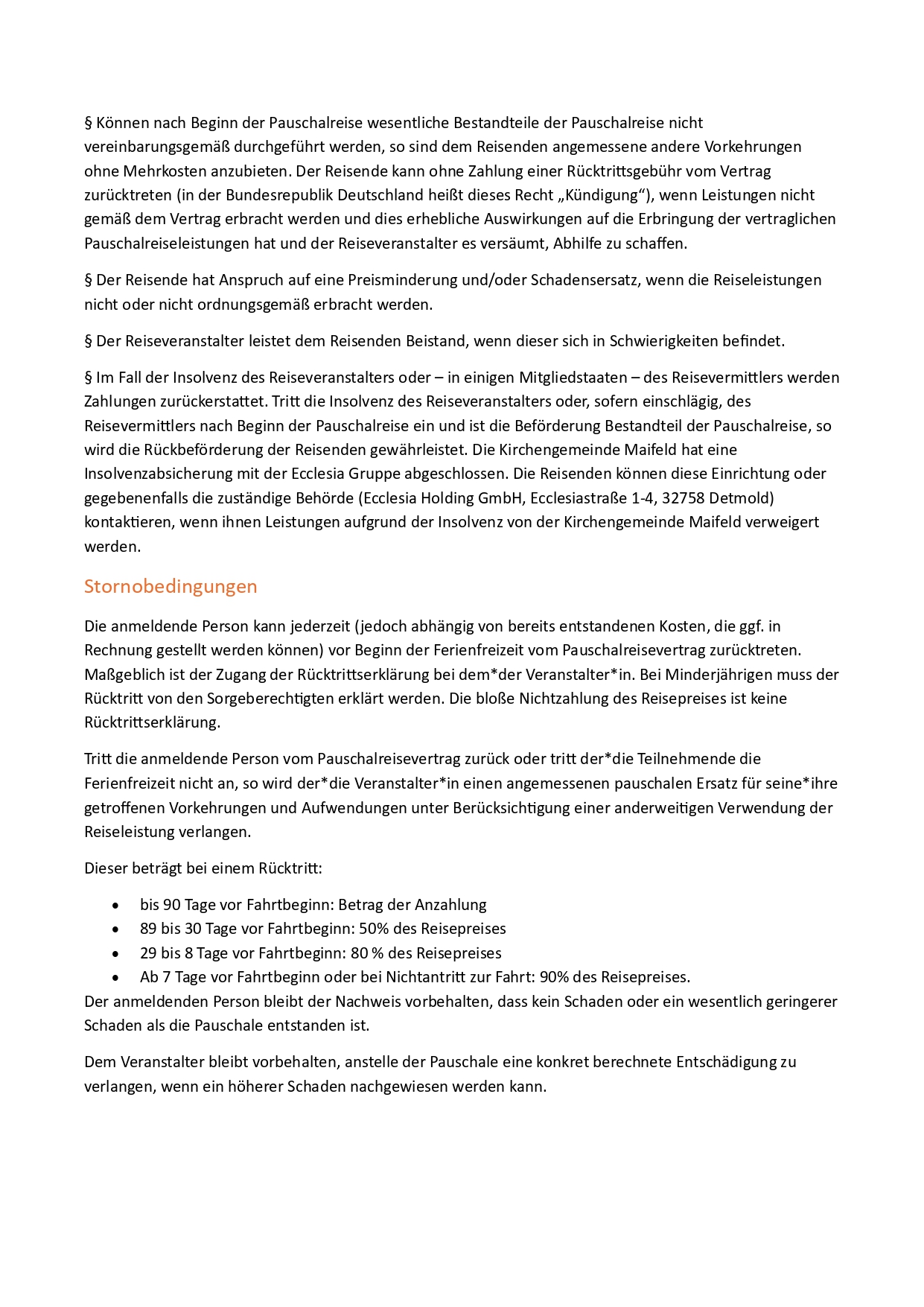 Informationen zur Freizeitreise