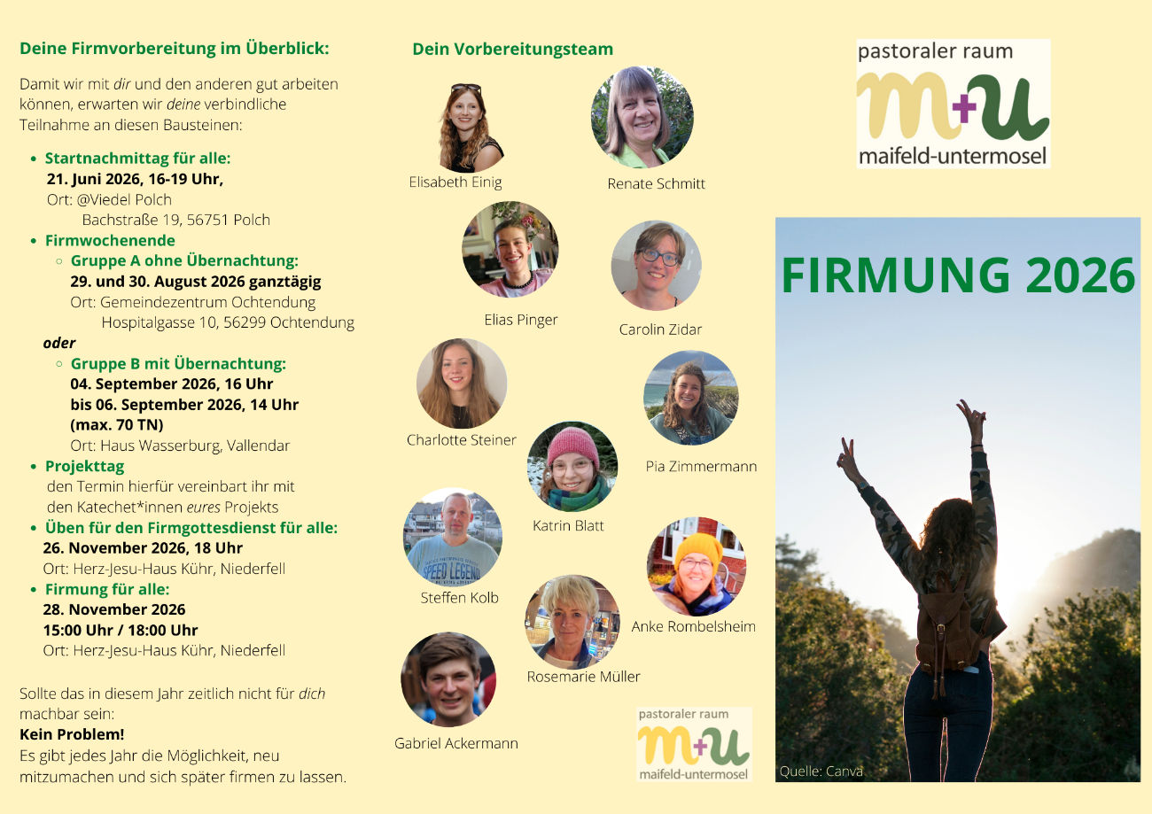 Rückseite des Firmflyers 2026