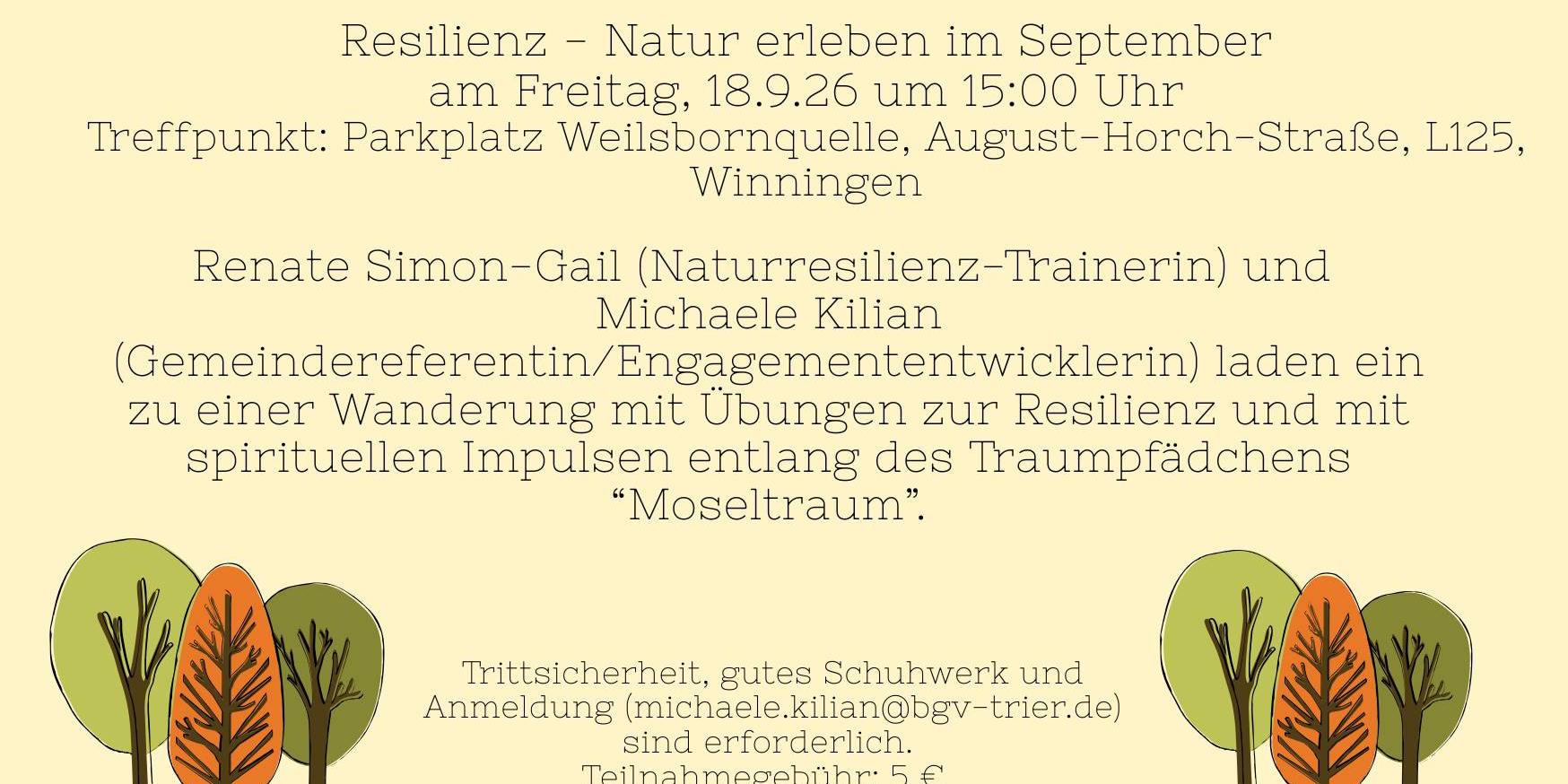 Flyer mit Einladung zu einem Resilienz-Training in der Natur