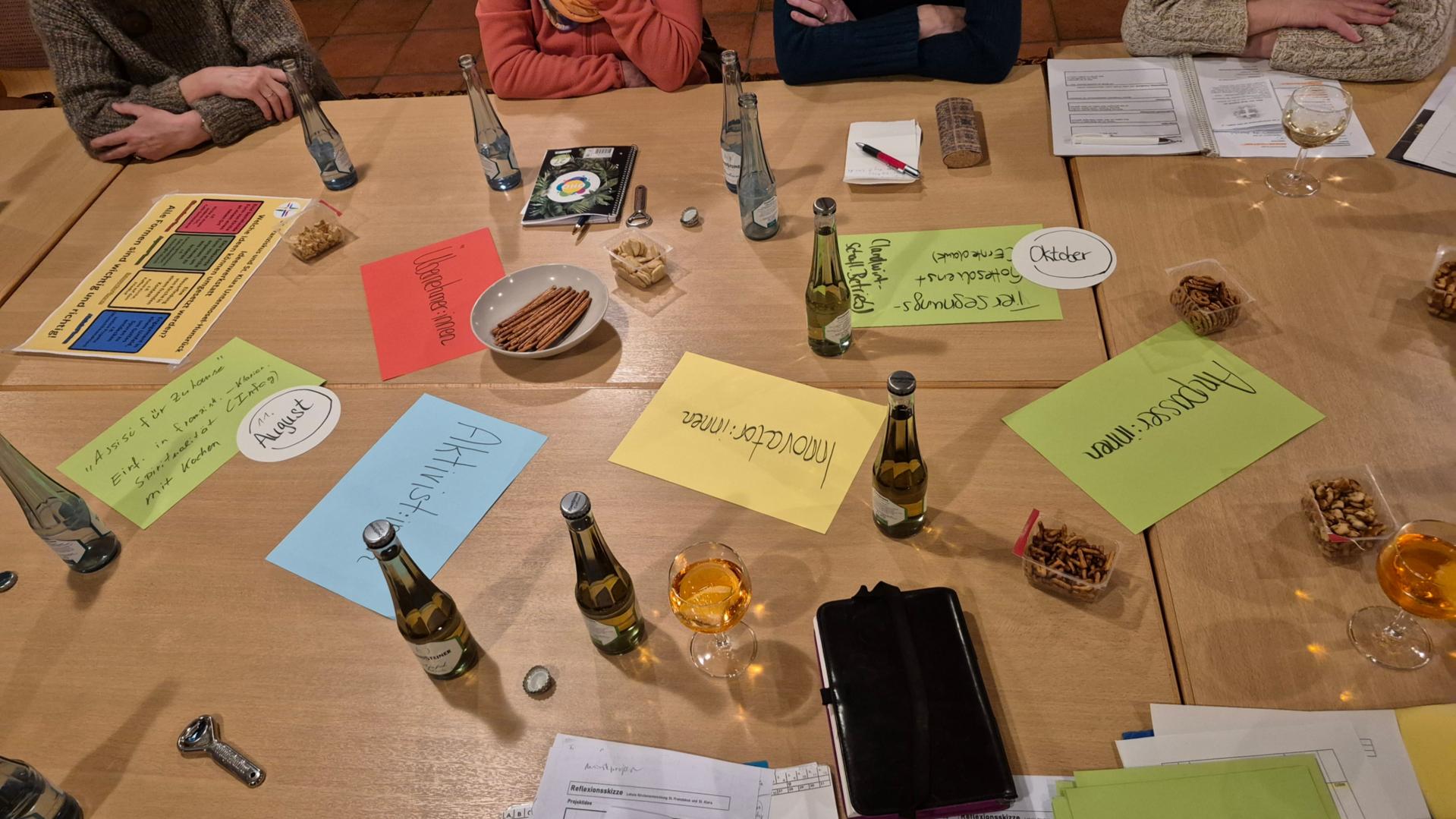 Viele Ideen in Form von Karten liegen auf einem Tisch